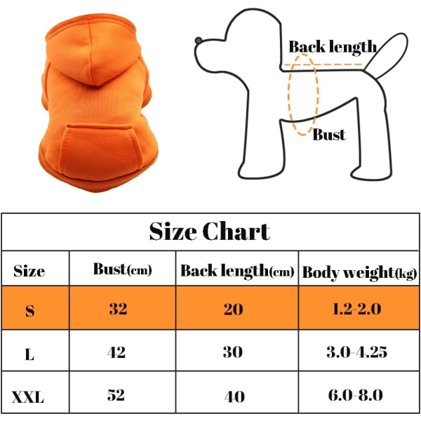 Galaxy Hundhuvtröja Bomuld Hundkappa Husdyr Hund Varm Huve Hundtrøje Dyreklar (L, orange) l