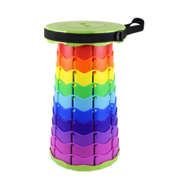 Foldbar teleskopisk skammel, maks. belastning 400 kg, egnet til voksne til udendørs fiskeri, vandreture, havearbejde, rejser, grill Fruit green-Rainbow
