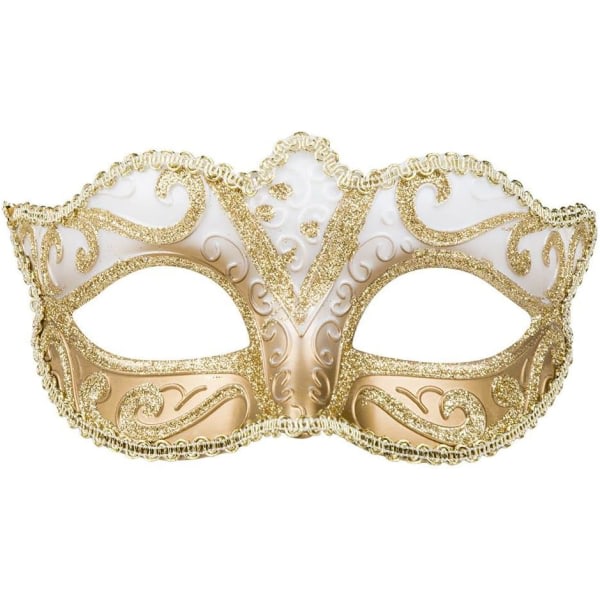 Venedig Felina ögonmask, guld, resår, ornamentti, maskeradboll