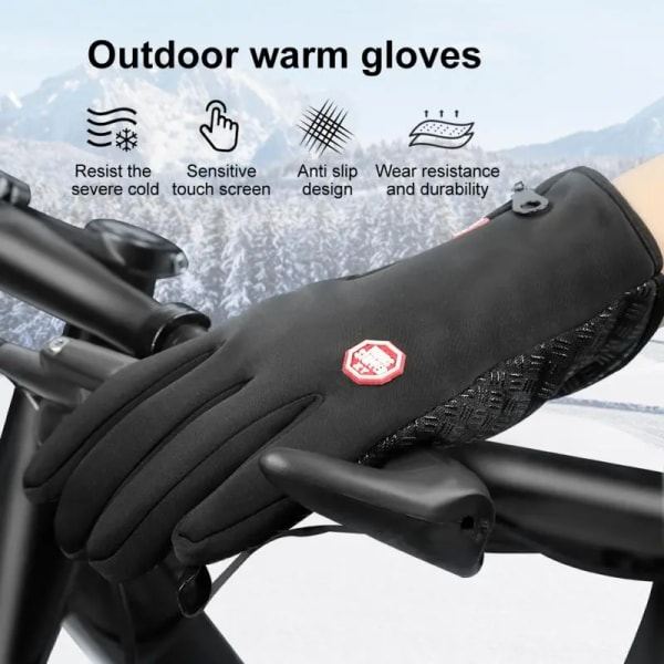 Handskar för män Vattentäta Vindtäta Kallvädershandskar Snowboard Motorcykelåkning Körning Varm Touchscreen Dragkedja Handske