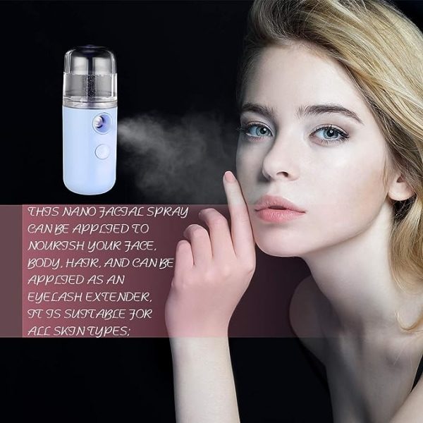 2 bærbare mini ansiktsdusjer (rosa og blå), håndholdt nano mini f