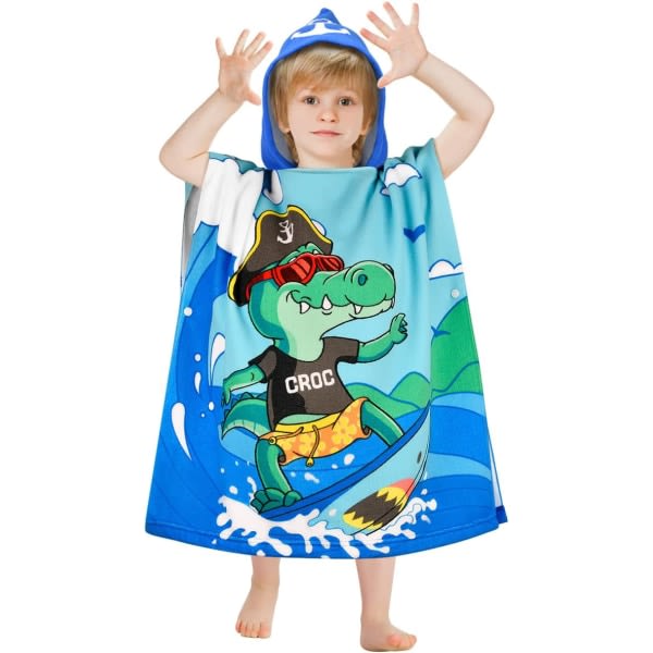 Barnbadponcho Krokodil Badhandduk Strandhandduk Pojkar Badkappa