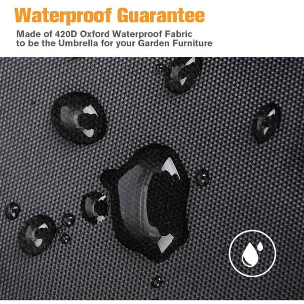 Cover til havemøbler, Vandafvisende, Vindtæt, Anti-UV, Heavy Duty 420D Oxford stof Cover, Cover, Rektangulær - Sort 250*250*90