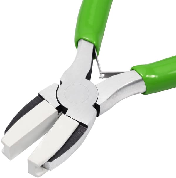 LEONTOOL 2-pack 5-tums plattång med dubbla nylonbackar med 2 utbytesbackar i nylon för rätning av tråd och smyckestillverkning, grön