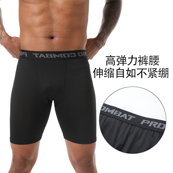 Basketboll fempunkts tighta sportbyxor löpning fitness snabbtorkande leggings herrshorts tighta sportbyxor black S
