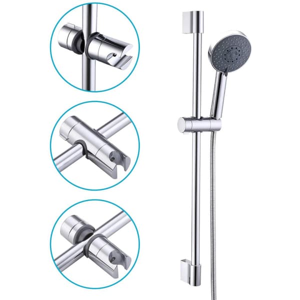 2-pack duschhuvudhållare, justerbar 360 graders roterande ABS duschskena för badrum, silver