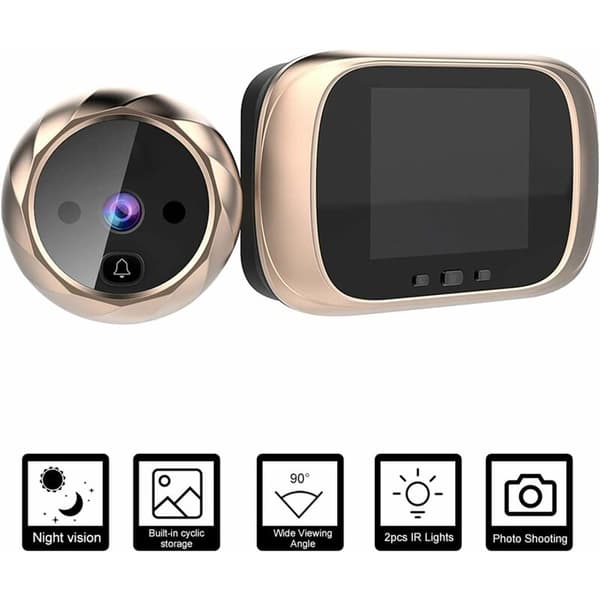 Digital dørklokke - 2.8'' - LCD-skærm - Nattesyn - Digital dørkikkert Guld