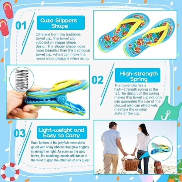 2 Pcs Plastic Clips for Linen, Beach Clips, Beach Towel Clips, Wholesale