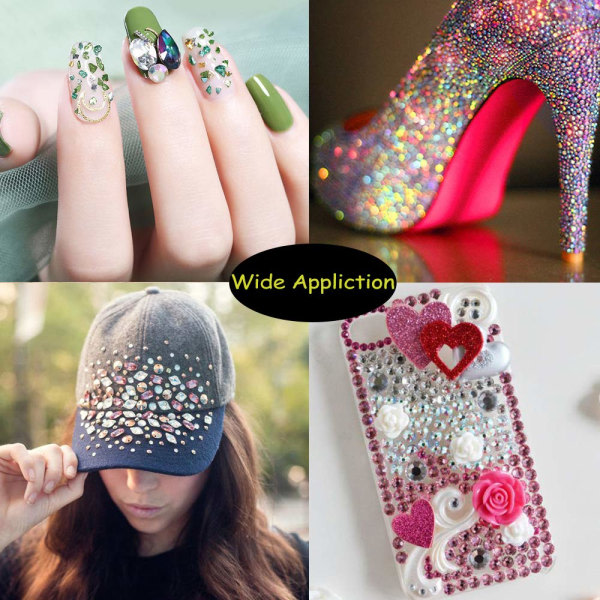 Galaxy 6 Kasser Nail Art Rhinestone 3D Neglekrystaller Sten Guld Metal Stud Øreringe Uregelmæssige