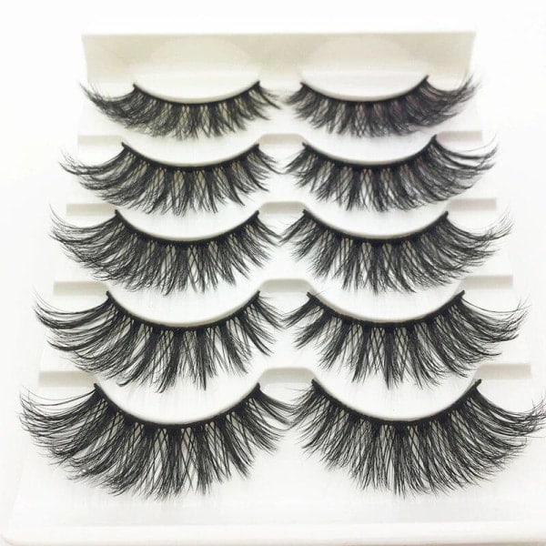 5 par falske øyevipper - 3D faux mink (G-52) Svart