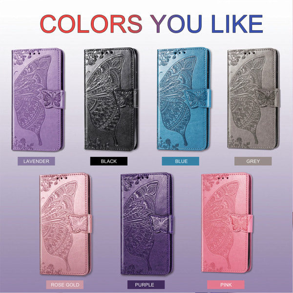 Premium PU-læder Glansfuld Diamant Sommerfugl Præget Wallet Shockproof Flip-etui til iPhone 14 Pro Max