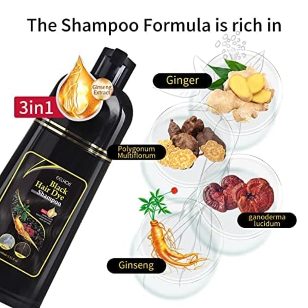 TG 100 ml Natural Herbal Instant Black Hair Dye Schampon for vita H