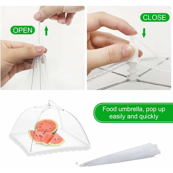 Mattskydd Mattält, 3-pack Vikbara Mattskydd i Mesh, Pop-up Myggnät för Flugor, Insekter, Myggor (Vit, 12 Tum)