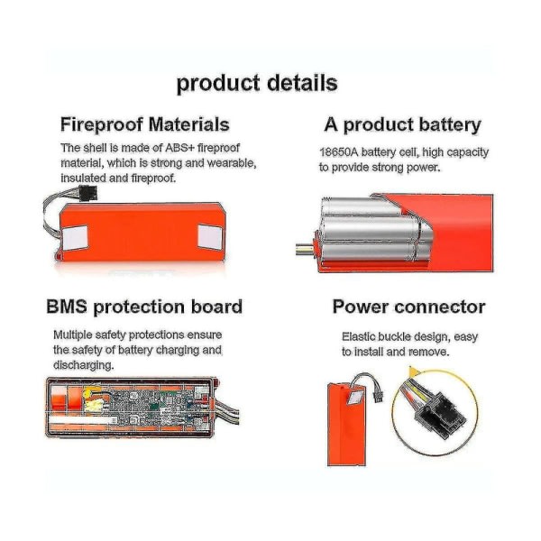 Brr-2p4s-5200s 14,4v 5200mah erstatningsbatteri for robotstøvsuger for S55 S60 S65 S50 S51 S5 [DB]