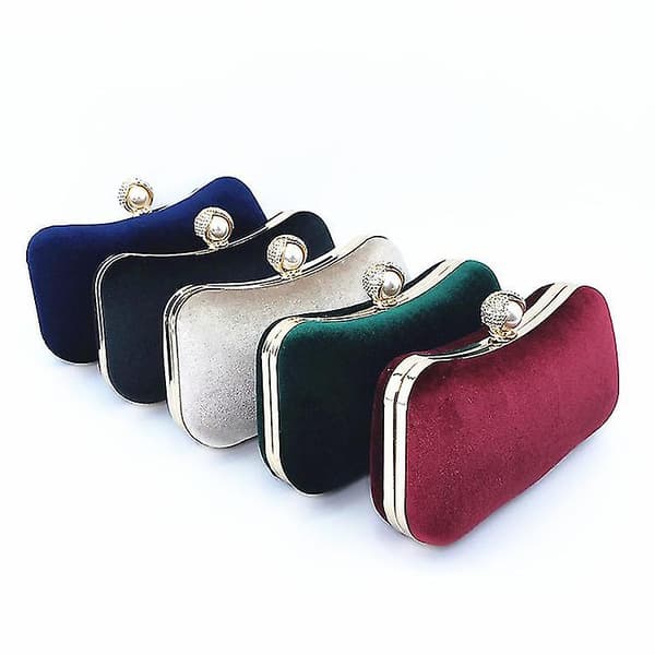 Fløjlsbronzeret Aften Taske Retro Clutch - Grøn