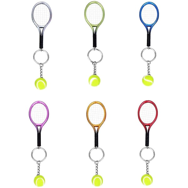 Nøglering Tennis Racket med Boldhæng Design 6 Dele