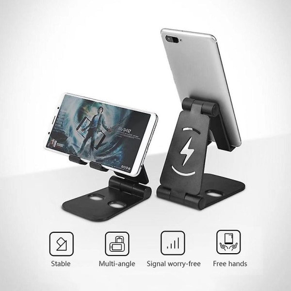 1. Bordsholder til iPhone Huawei Samsung Justerbar Telefonstativ til iPhone Sort