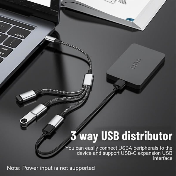 Ryra Multi USB Typ C Hub-jakaja, 4 porttia, OTG, nopea tiedonsiirto, kannettava