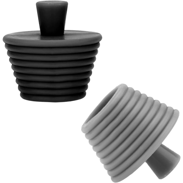 Galaxy 2st universal cap, avloppsplugg för badrum, cap av silikon, badplugg (svart, grå)