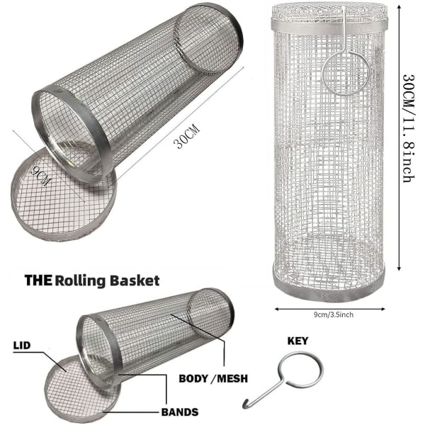 1. Grillkurv i rustfrit stål, udendørs grillning af grøntsager