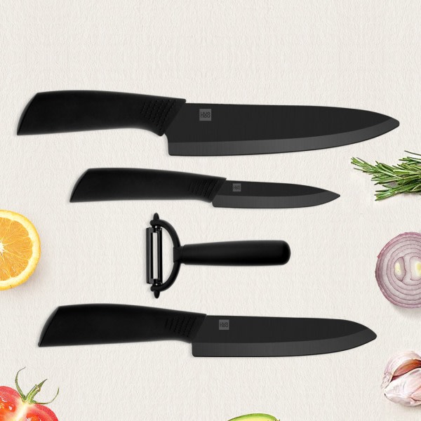 keramiska knivar, svart professionell kökskniv, kökskniv,