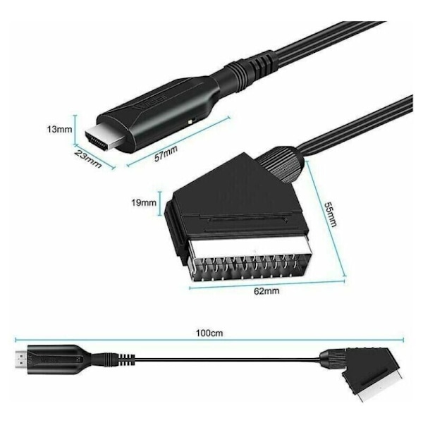 Scart til HDMI Konverter Audio Video Adapter til HDTV/DVD/Set-Top Boks/PS3/PAL/NTSC Starlight - RWVoltage Converter..DEBUNS