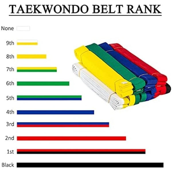 Dobbelt Taekwondo Bælte Karate Judo Hapkido Kampsportsuniform Farve Rang Bælte 220cm Sort Længde 220cm87tommer
