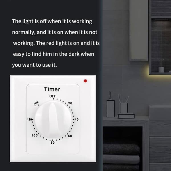 Nedtellingbryter - 120 minutter - Nedtellingstimerbryter - Mekanisk nedtellingstimerkontakt - Timerbryter - Timer lysbryter - med timer