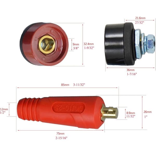 4 stk. Lodde Kabel Panel Konnektor Stik Kit 200Amp Hurtig Tilslutning Socket (DKJ10-25 & DKZ10-25)