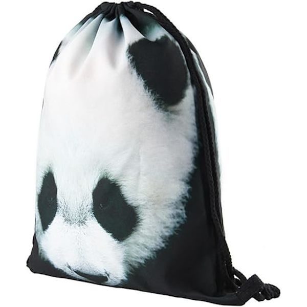 Drawstring Bags Waterproof Drawstring Adjustable Lightweight Gym School Drawstring Backpack for Sports (Panda)