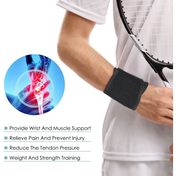 Handledsstöd, 2-pack justerbar handledsrem för män kvinnor, kompressionsarmband för karpaltunnel för smärtlindring av tendonitis
