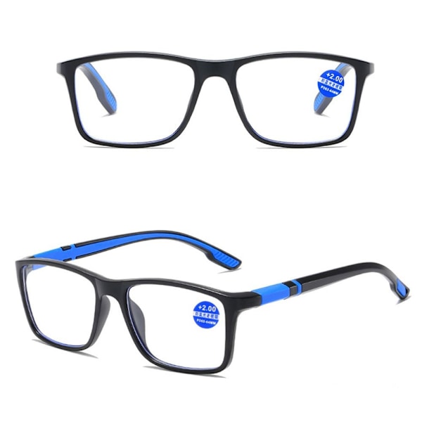 Anti-blått ljus läsglasögon fyrkantiga glasögon BLÅ STYRKA Blu Blue Strength 400