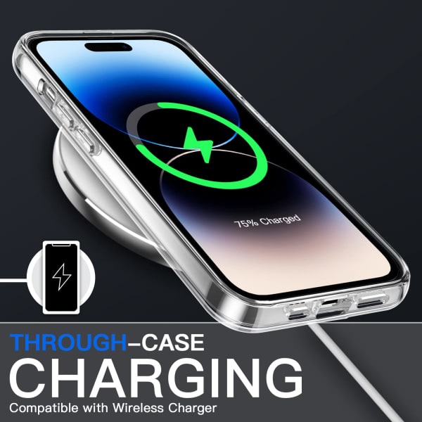 Icke-gulnande stötsäkert mobilskal för iPhone 14 Pro Max 6,7 tum (transparent)