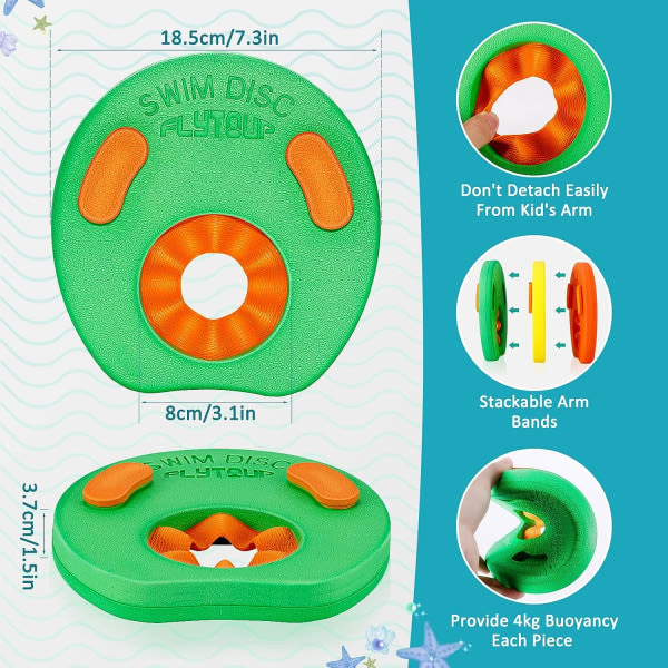 TG 6 stk/ sett barnearmbånd flytebrikke, lær å svømme armring EVA skumhjelpemiddel,