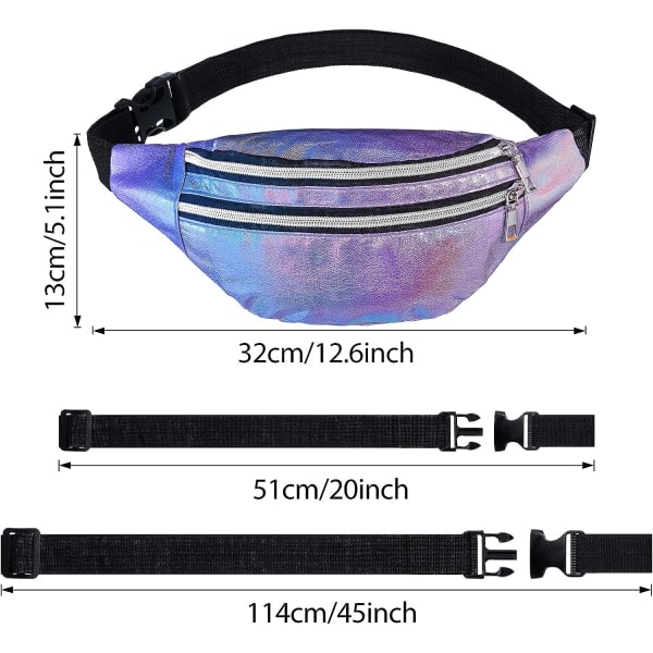 Galaxy Holografiska bältesväskor Metallic Camping Sportbältesväskor Sport Crossbody-väskor - 5 st