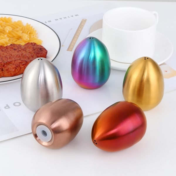 Rustfritt eggkrydderbeholder kjøkkensalt og pepper Gull + Magic Farge