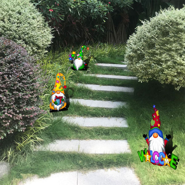 Metall Jern Gnomes Statue Hjem Hage Innredning Utendørs Hagekunst Dverg Ornament A