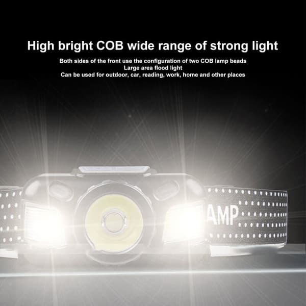 Oppladbar hodelykt, Super Bright Mini Fixed Focus Sensor Hodelykt for Camping, Sykling, Løping, Fiske, DUBUNS