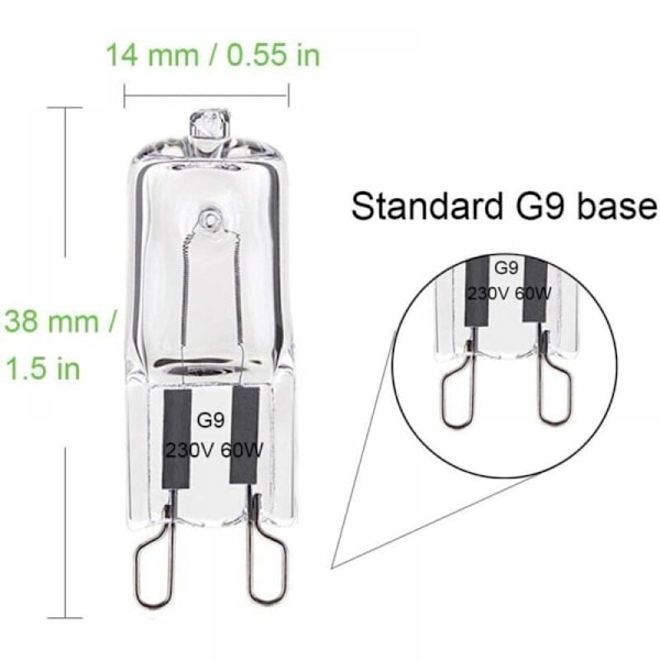 G9 halogenlampe, 60 W, varm hvid 2800 K, 680 lm, 230 V, dæmpbar, halogen kapsel glødelampe, 10 stk.