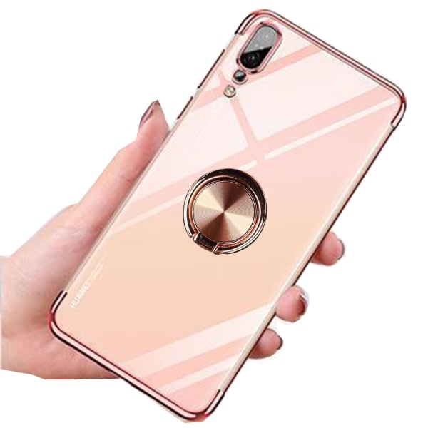 TG Huawei P20 Pro - Beskyttende Silikon Cover med Ringholder Sølv