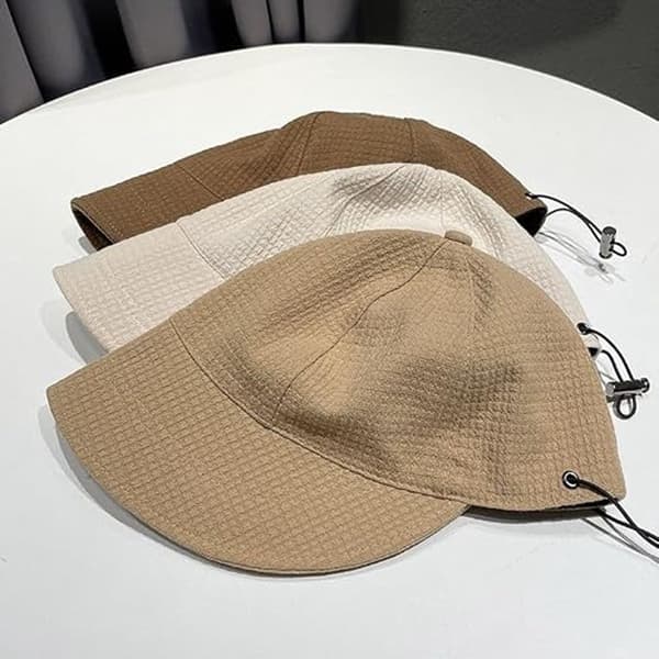 Dame Sammenfoldelig Solhat UPF 50+ Kølende Polyester Vaffeltekstur Bred Skygge Justerbar Pakbar til Strand Vandring Beige