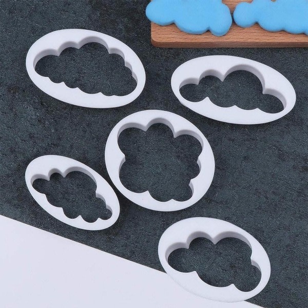 Galaxy Förpackning med 5 Cloud Cookies Fondant Cutter, Cloud Fondant Cutter leivinromissa, kahvilassa