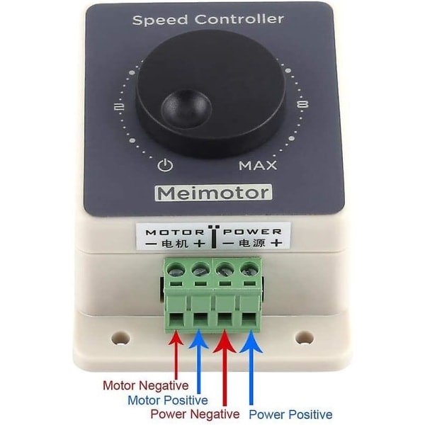 12V hastighedsregulator 12V motorregulator, pulsbreddemodulation PWM motorhastighedsregulator 10-60V 20A DC vandtæt skal