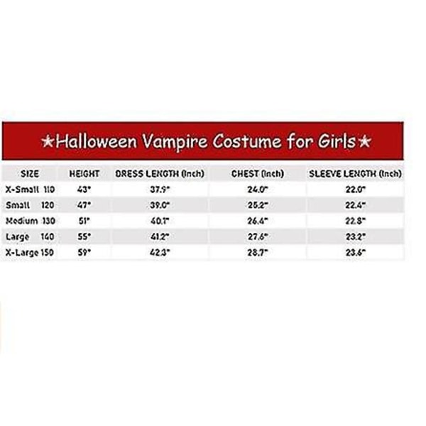 vampyr kostym halloween flicka vampyr klänning drottning kostym 110cm style1