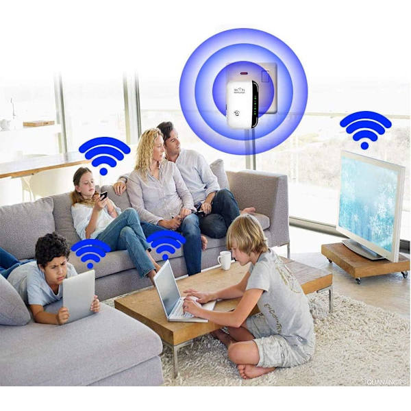 WiFi-förstärkare 2023, WiFi-booster, Internet-booster - med Ethernet-port, snabb installation, trådlös signalförstärkare för hemmet