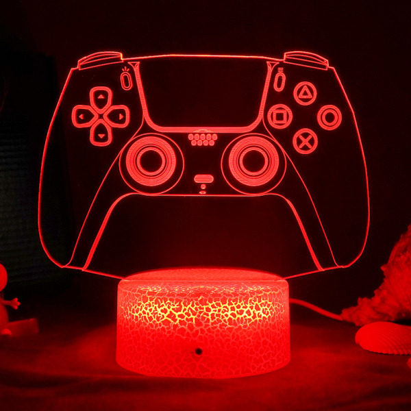 Kreativt 3D nattlys Akrylspill LED fargerik skrivebordslampe Crack: 16-fargers fjernkontroll Gamepad(41)