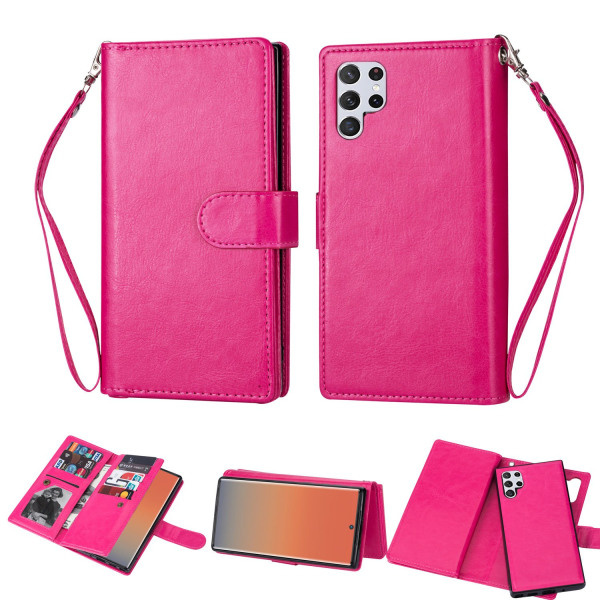 TG Samsung Galaxy S22 Ultra - Elegantti 9-Kortin Lompakko Kotelo Rose Gold