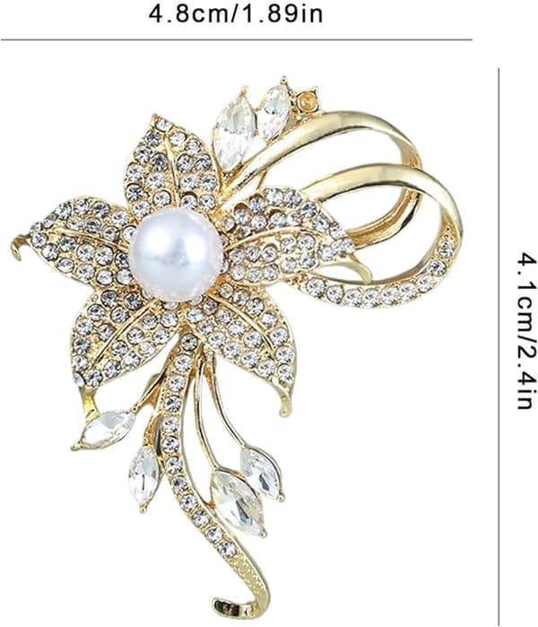 Blomsterbroschset, strass-tulpan design, aluminiumlegering, dambröllopsaccessoar, guldfärgad, 4,8 x 4,1 cm, 2 delar