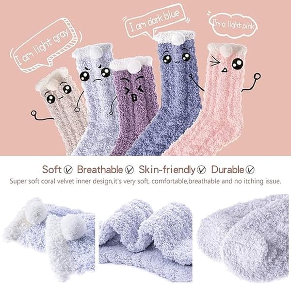 Hussockar - 6 par - Damhussockar - Halkfria sockar - Fleecesockar - Tjocka sockar - One Size - 35-40 - Tjocka - Sängsockar - Fluffiga sockar