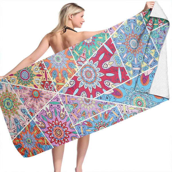 Strandhåndkle - 70 × 150 cm Mikrofiber Pool Strandteppe Reise Sommer Strandgave for Jenter, Kvinner - （5#）